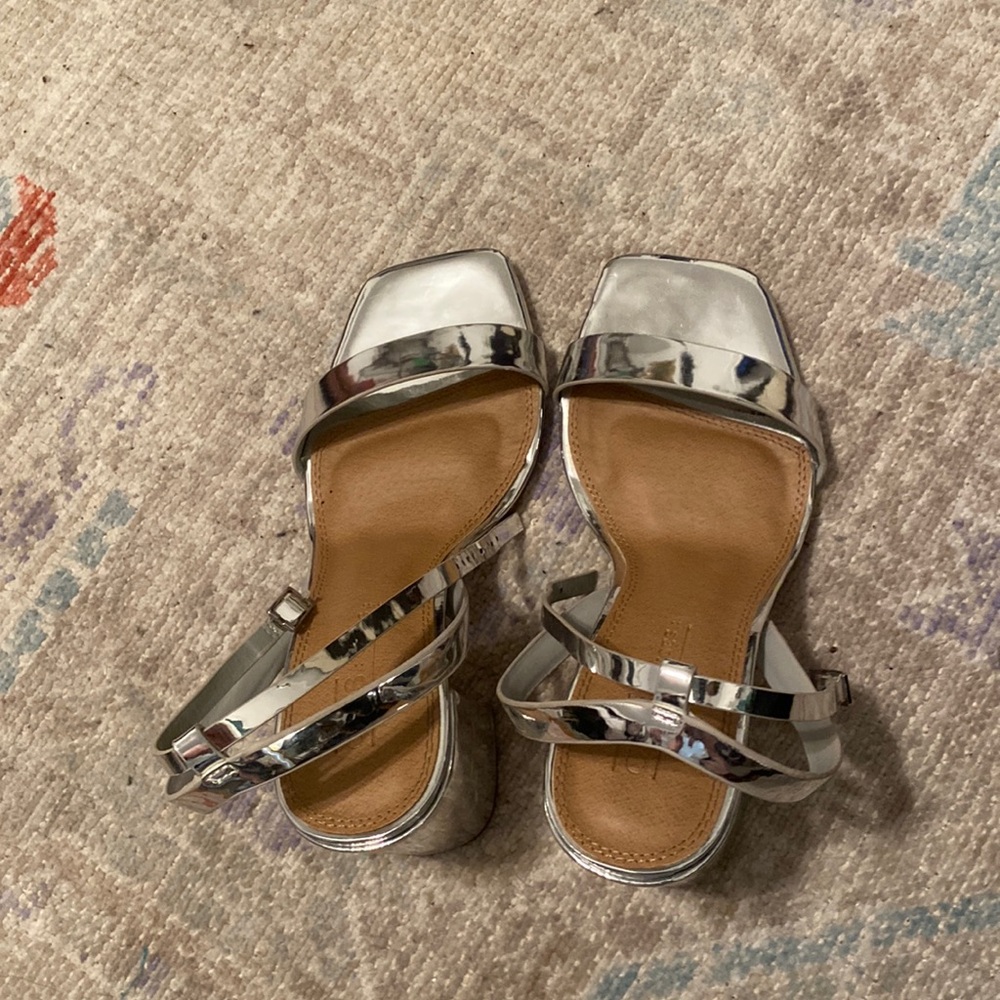 Silver asos block heel sandals